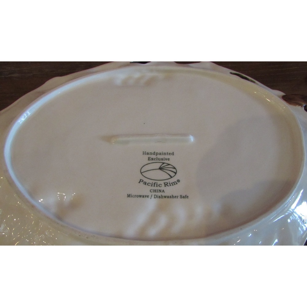VTG 90s Pacific Rim Sonoma Hand Painted Ceramic Grape Serving Tray Platter 14" - Picture 6 of 6